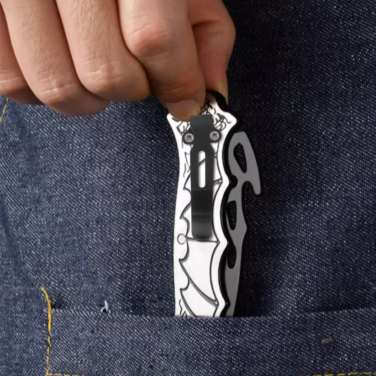 Stainless Steel Knife Back Clip - Compact Pocket Belt Clamp for Hiking, Camping & Outdoor Use