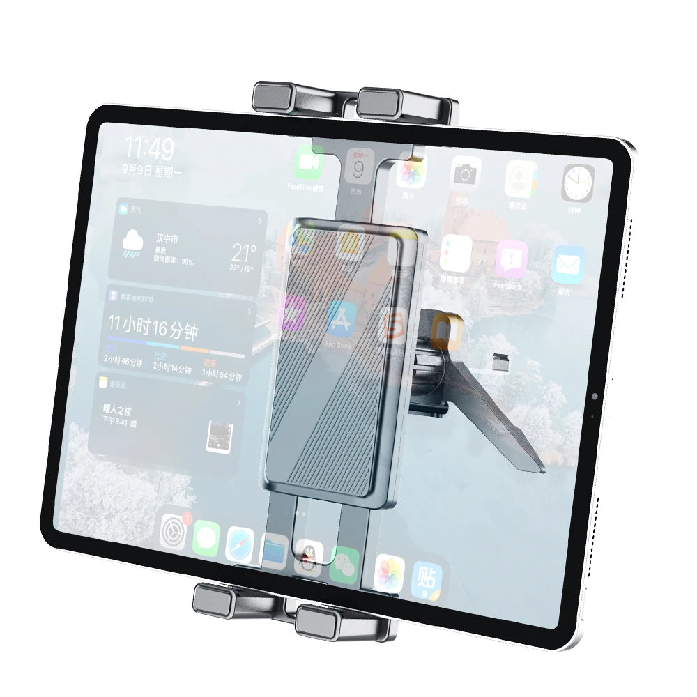 Universal Car Tablet Holder - 360° Rotating Adjustable Air Vent Mount for iPhone, iPad, Samsung & Xiaomi Devices