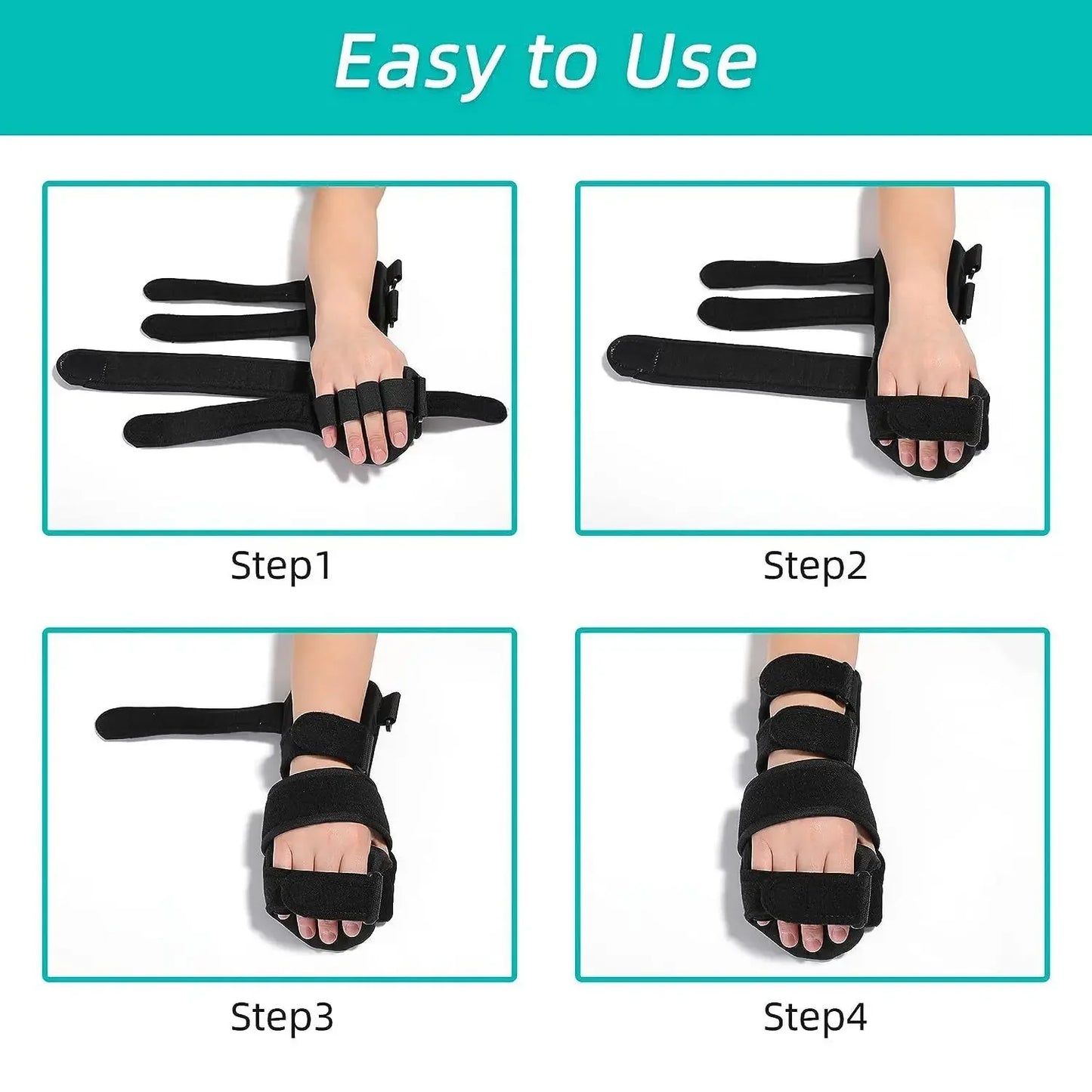 Adjustable Hand Brace for Stroke Recovery — Finger and Wrist Support Splint for Night Use, Arthritis & Tendonitis Relief