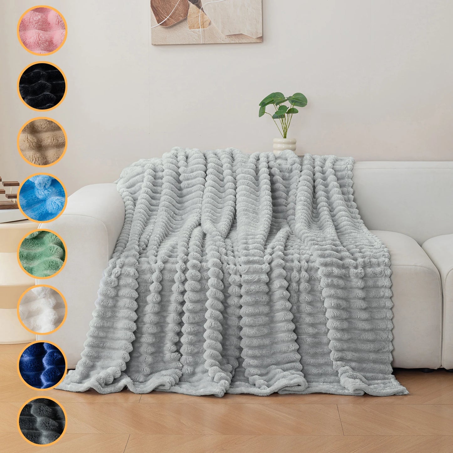 Soft Flannel Throw Blanket – Warm Cozy Nap Blanket, Christmas Gift Idea, Multi-Color Comfortable Home Bedding Cover