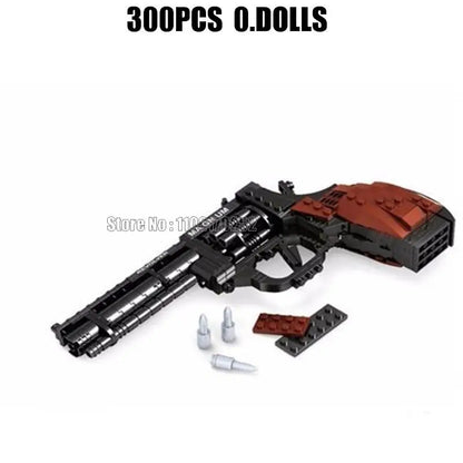 300pcs Military Revolver Pistol Building Block Toy – 1:1 Scale Army Gun for Boys