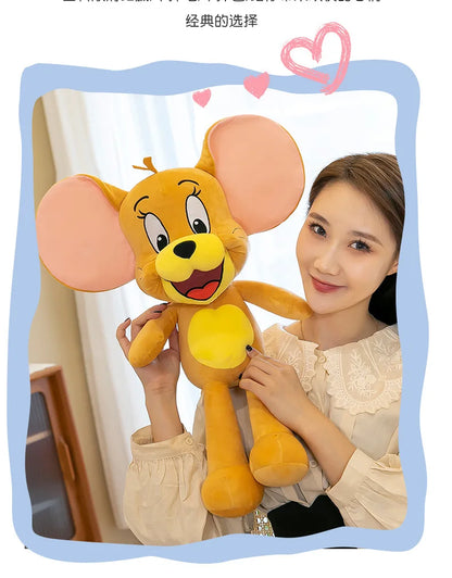 35/45/65cm Cute Cat & Mouse Plush Doll — Large Tom & Jerry Cartoon Stuffed Toy, Children's Soothing Companion Gift
