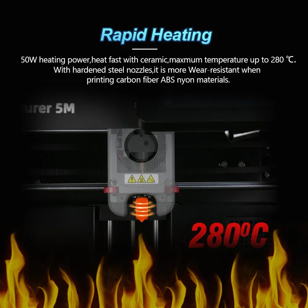 Hotend for Flashforge Adventurer 5M/5M Pro – Ceramic Heating Block Kit, 280℃ Hot End, Hard Steel Nozzle 3D Printing Parts