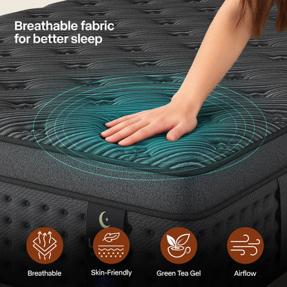 LayRoad Memory Foam Spring Mattress - Medium Firm Pressure Relief Mattress in a Box for Single, Double, Queen & King Beds