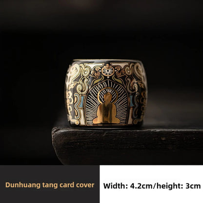 Dunhuang Thangka Tea Pet Decor - Gold & Silver Inlaid Retro Tea Ceremony Accessory
