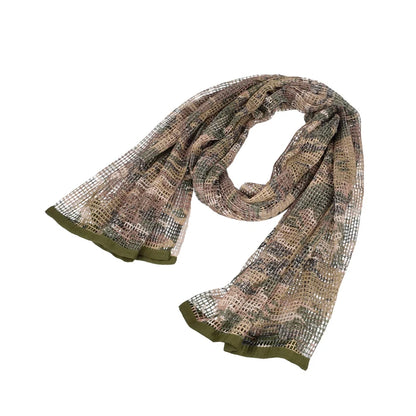 Outdoor Camouflage Netting Scarf — Camo Mesh Face Veil & Shemagh Head Wrap for Camping, Hiking, Shooting