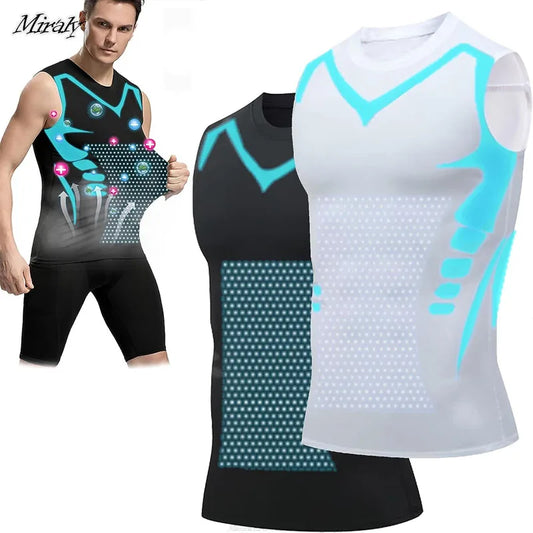 Ionic Shaping Vest for Men: Ice-Silk Slimming Compression Tank Top for Tummy Control and Fitness