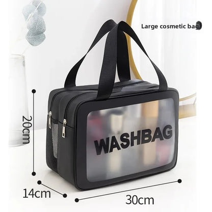 Waterproof Large Capacity Travel Cosmetic Bag – Portable Shower Makeup Organizer with Separate Wet & Dry Compartments