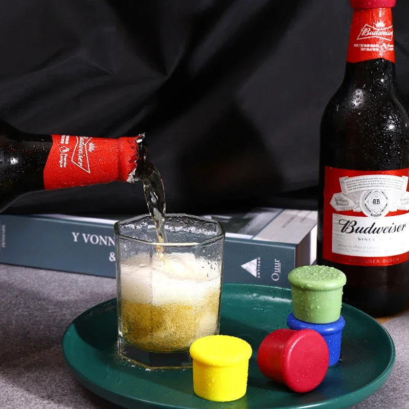 1/5pcs Reusable Silicone Wine Stoppers - Durable Corks for Wine, Beer, Champagne, and Beverage Bottles - Bar Accessories