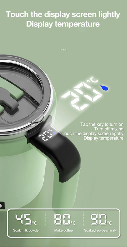 Automatic Rechargeable Electric Coffee Cup Stirrer – Stainless Steel Magnetic Self-Stirring Mug with Detachable Base