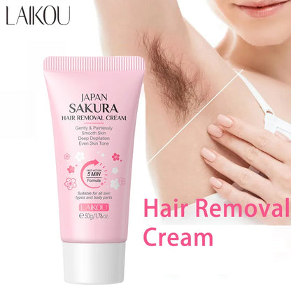 LAIKOU Hair Removal Cream for Men & Women — Painless Body & Intimate Area Epilator with Hair Growth Inhibitor, 50g