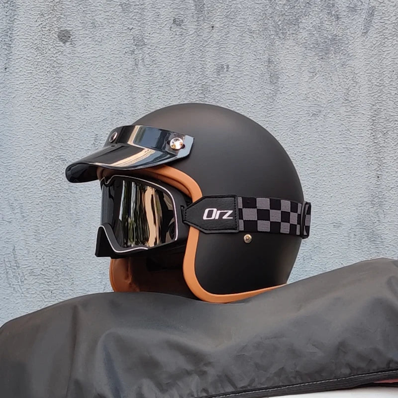 Retro 3/4 Semi-Open Motorcycle Helmet — Cross-Country Winter Riding Accessories