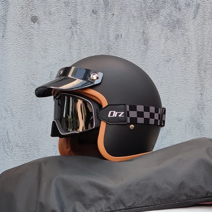 Retro 3/4 Semi-Open Motorcycle Helmet — Cross-Country Winter Riding Accessories