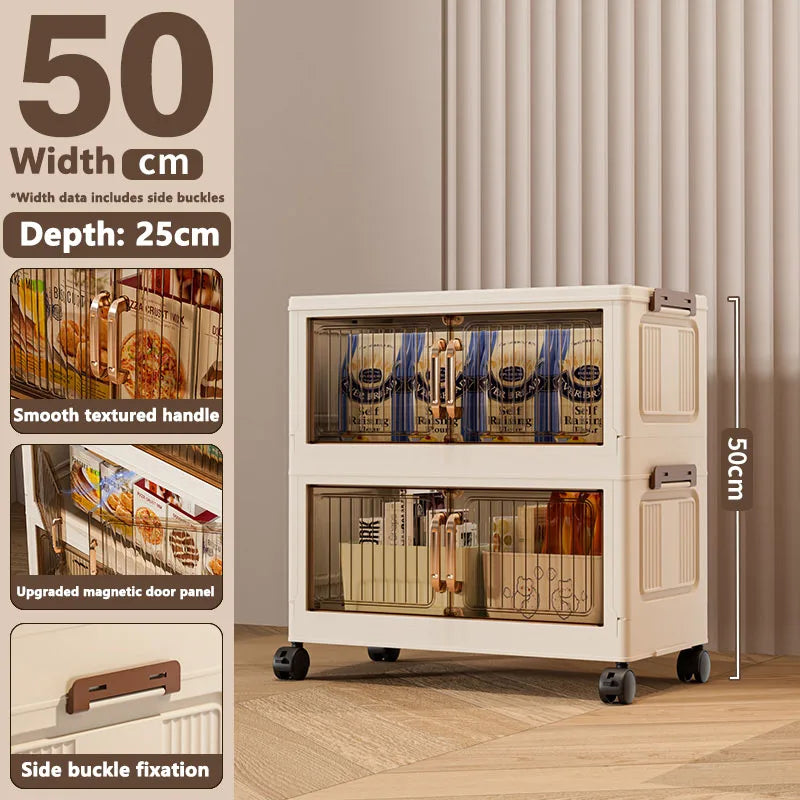 Installation-Free Foldable Storage Cabinet – Plastic Organizer for Kids’ Clothes & Snacks