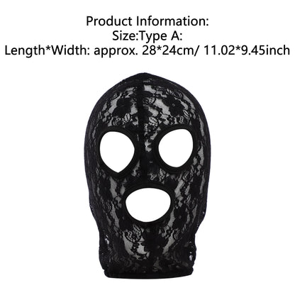 Gothic Lace & Velvet Face Mask - Halloween Masquerade Carnival Costume Headpiece