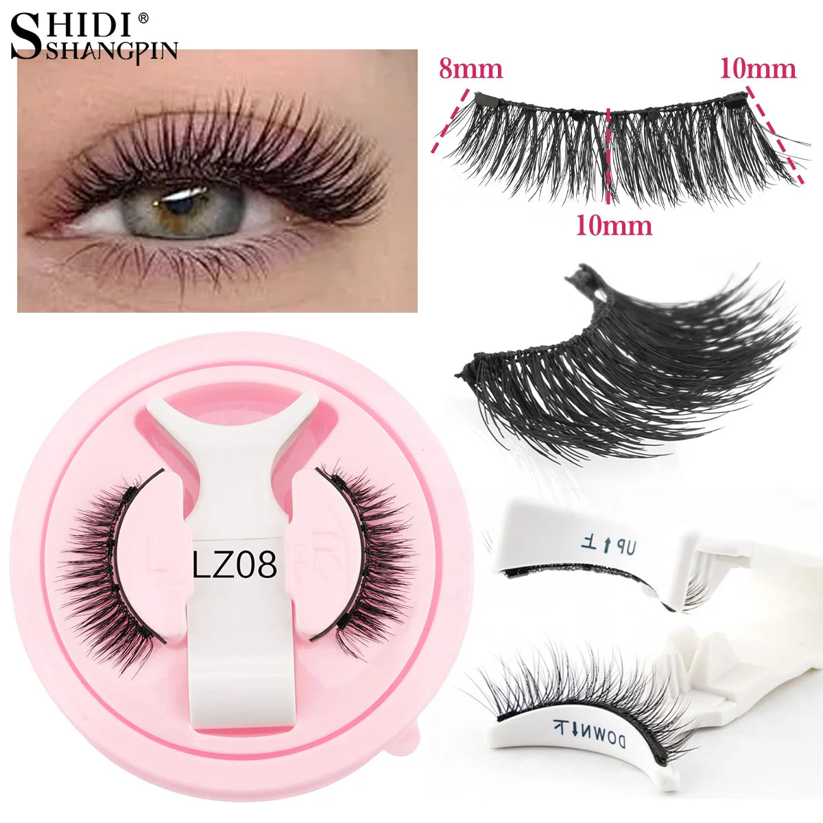 Reusable Magnetic Eyelashes Set – Natural Curly Fluffy False Lashes with Tweezers, No Glue Needed Makeup