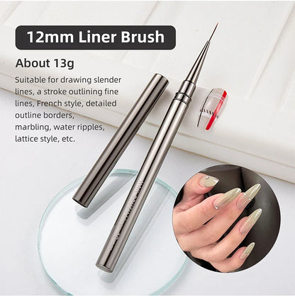 Nail Art Liner Brushes for Striping & Drawing – 6 to 25mm Design Pens, Professional Manicure Tools