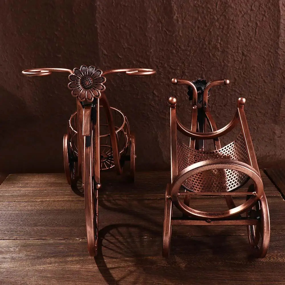 Creative Metal Wine Rack – European Retro Tricycle Bike Design for Wine Display, Storage Organizer Shelf, Kitchen & Home Decor