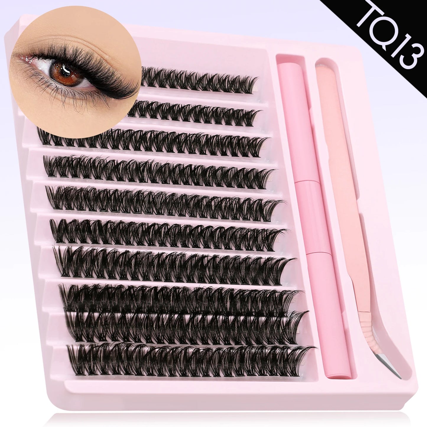 GROINNEYA Eyelash Clusters Kit – DIY Lash Extension with Bond & Seal, Waterproof Strong Hold & Tweezers