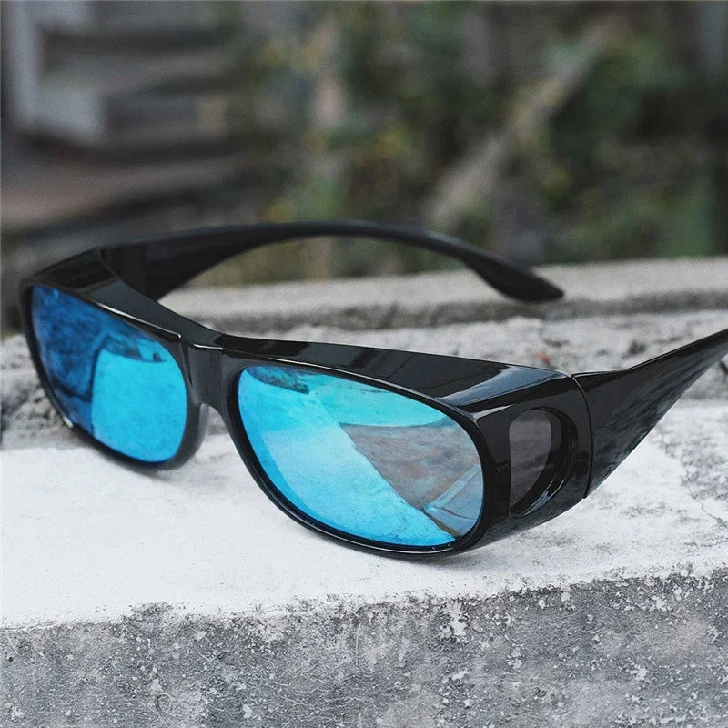 Polarized Fit-Over Sunglasses - Wrap Shield Goggles for Driving, Fishing & Sports, Includes Night Vision