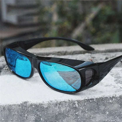 Polarized Fit-Over Sunglasses - Wrap Shield Goggles for Driving, Fishing & Sports, Includes Night Vision