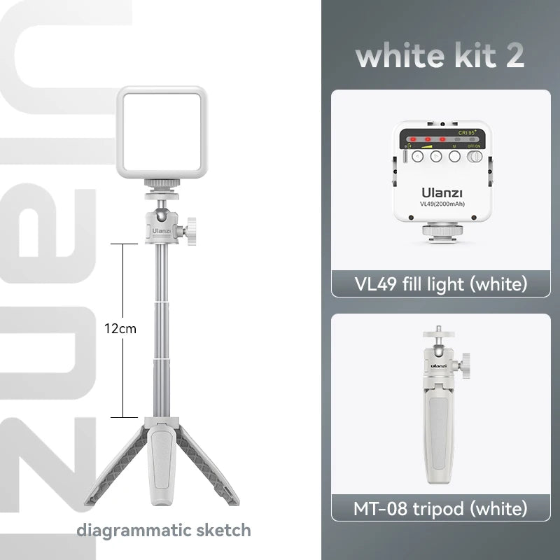 Ulanzi MT-08 Mini Tripod – White Foldable Monopod Mount with 1/4'' Universal Tripod for DSLR, Android & iPhone Smartphones