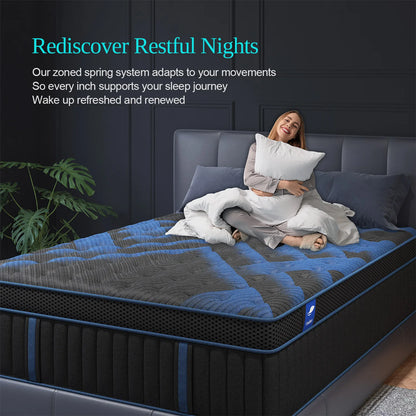 Gel Memory Foam Hybrid Mattress - 12" Pocket Spring Medium Firm Mattress in a Box with Motion Isolation for Twin, Full, Queen & King Beds
