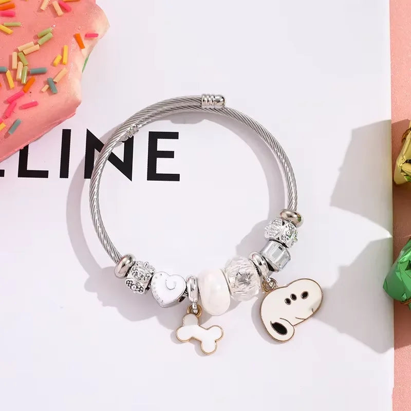 Snoopy Cartoon Bracelet – Adjustable Fashion Wristband for Kids & Adults, Cute Jewelry Gift
