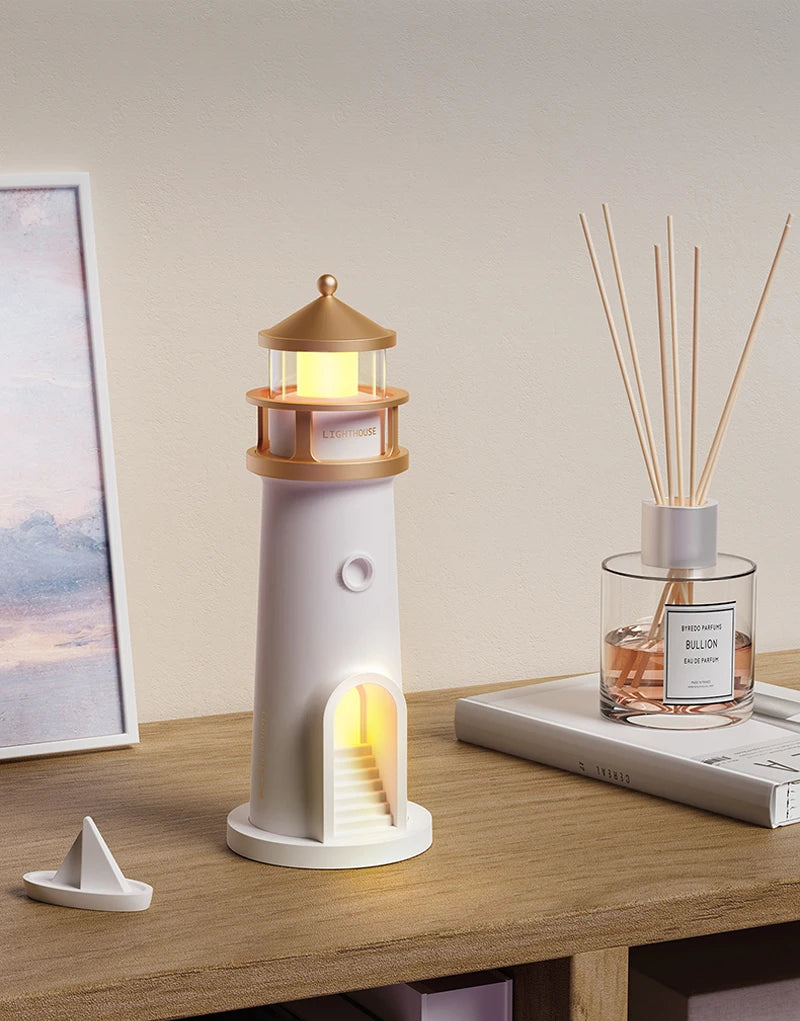 Moon Lamp Projection Night Light – Lighthouse Design with Bluetooth Music, Remote Control & Motion Sensor, Ambient Light for Xmas & Birthday Gift