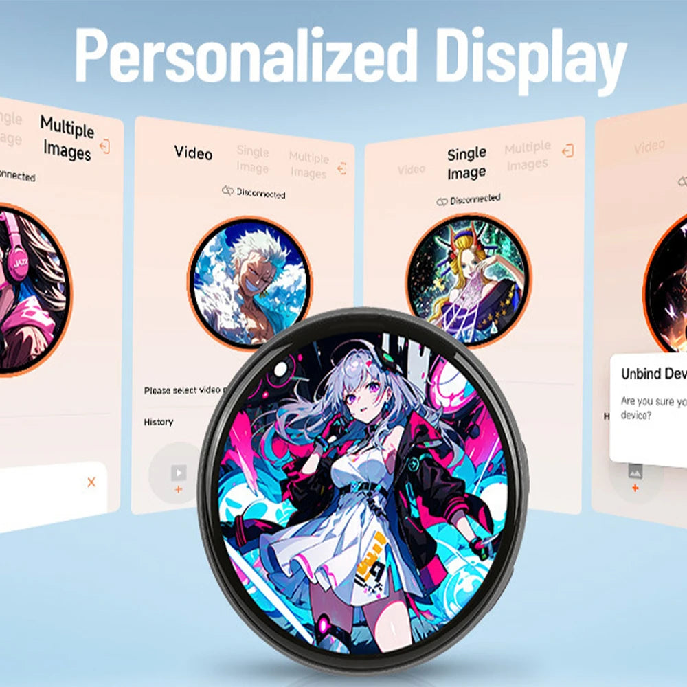 Magnetic Smart E-Badge 1.85" HD Display - Anime Dynamic GIF, Photo & Video DIY Badge with Lanyard for Students & Fans