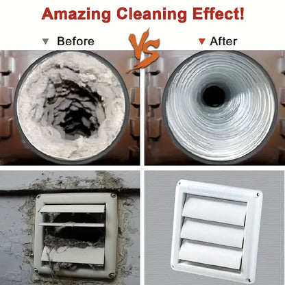 Dryer Vent Cleaner Kit - Long Flexible Lint Remover Brush & Refrigerator Coil Cleaning Tool for Home Maintenance