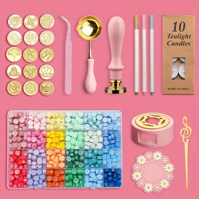 17pcs Wax Seal Stamp Set - Lacquered Sealing Wax Kit for DIY Crafts, Scrapbooking, Christmas & Wedding Invitation Decoration