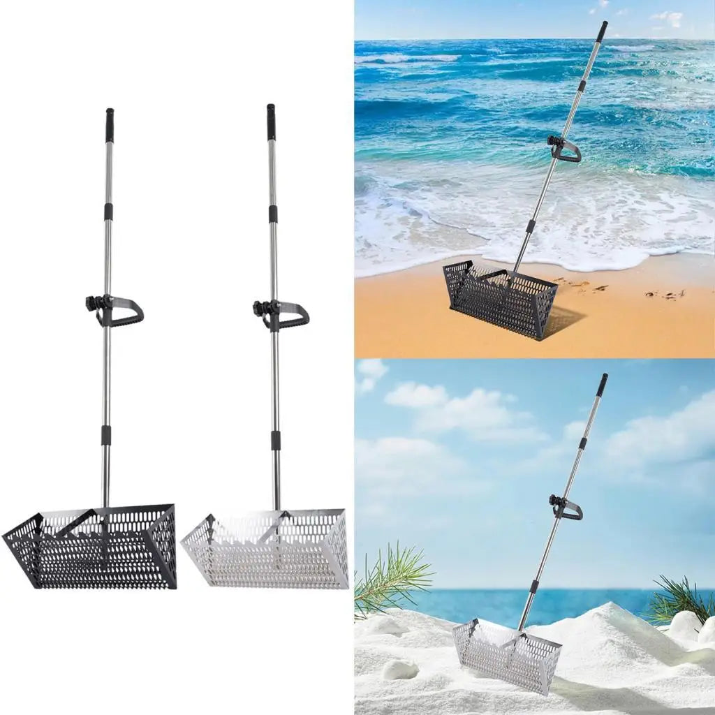 Handheld Sand Sifter Rake with Mesh Shovel – Ergonomic Sharp Tooth Beach & Gardening Tool for Soil Loosening, Camping & Seafood Catching