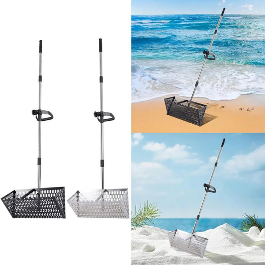 Handheld Sand Sifter Rake with Mesh Shovel – Ergonomic Sharp Tooth Beach & Gardening Tool for Soil Loosening, Camping & Seafood Catching