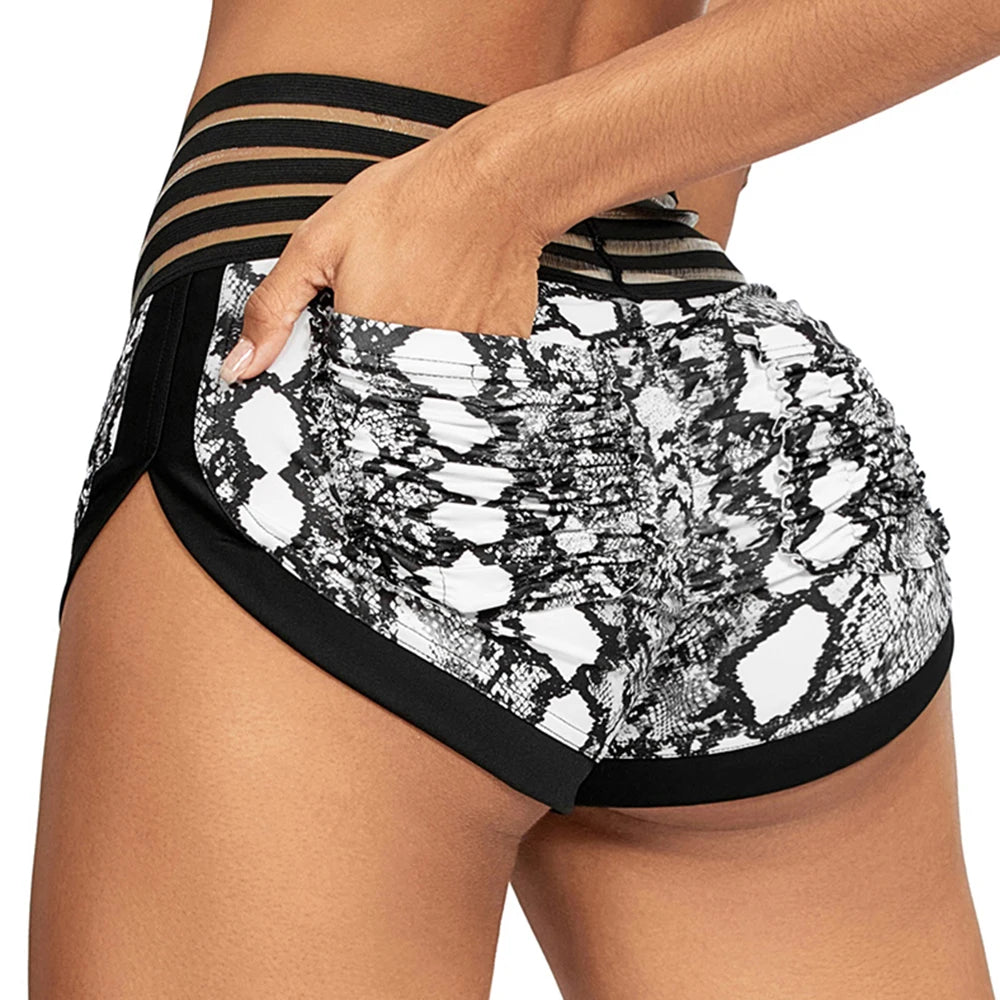Animal Printed High Waist Yoga Shorts: Women's Fitness Leggings with Scrunch Butt - Breathable Gym Workout Jogging Clothes