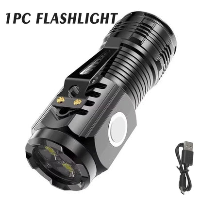 Mini 3 LED Rechargeable Flashlight with Pen Clip – Portable Waterproof Emergency Torch for Night Walking & Outdoor Use High Brightness Spotlight Light