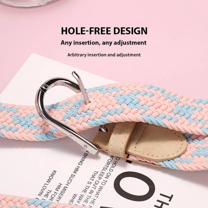 New No-Punching Elastic Women's Belt: Canvas Braided Belt with Pin Buckle - Ideal for Jeans and Student Wear