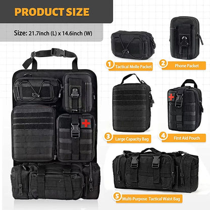 Multifunctional 6 in 1 Car Back Seat Tactical Hanging Storage Organizer - 600D, 55x37CM
