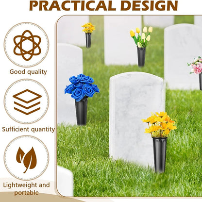 2/1PC Cemetery Vase with Spikes – Plastic Floral Vase Holder for Gravestone, Outdoor Flower Marker Decorations for Graves