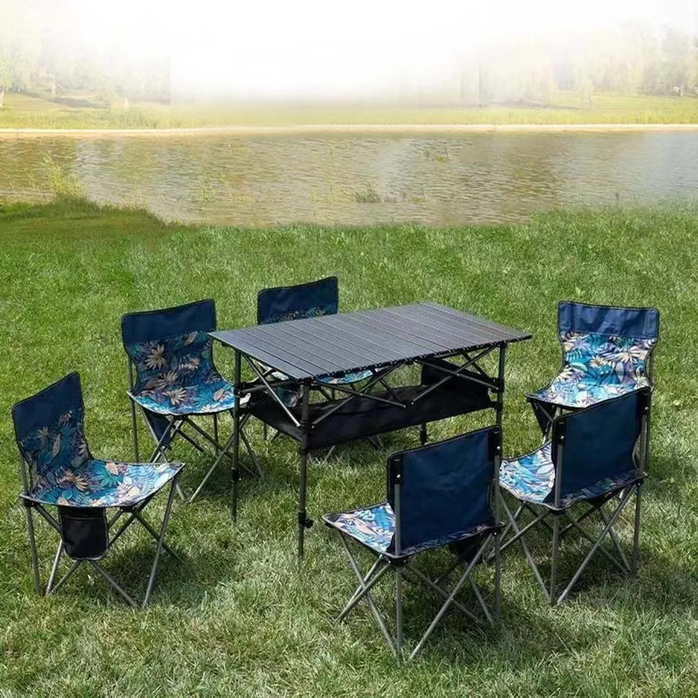 Outdoor Folding Long Table – Portable Storage Camping Desk with Net Bag, Easy Install, Lightweight & Stable