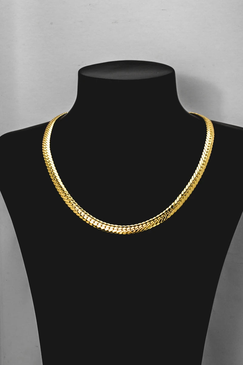 Sunny Jewelry Gold Plated Copper Snake Chain Necklace for Men & Women - Italy 750, High Quality for Daily Wear & Gifts