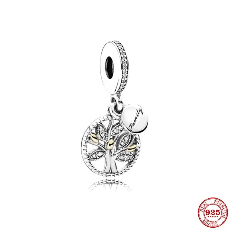 Europe 925 Silver Family Charm Pendant - Boy, Girl, Mom & Sisters Bead for Pandora Bracelet, Sparkling Dangle Jewelry