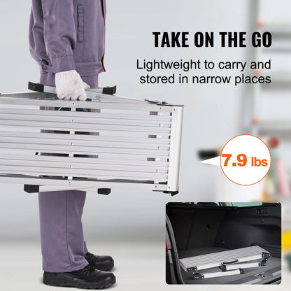 SucceBuy Folding Work Platform & Aluminum Drywall Stool – Heavy Duty Ladder with 330lb Load Capacity & Non-Slip Feet