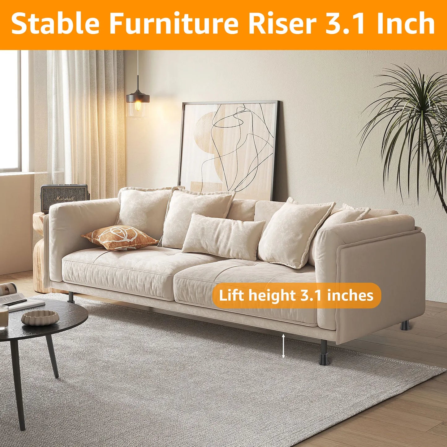 4/6Pcs Heavy Duty Furniture Risers | Round Rubber Sofa, Table, Bed, & Chair Supports Up to 6000 lbs