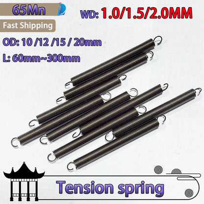 Strong Extended Tension Springs — Open Hook Wire Spring 1.0mm, 1.5mm, 2.0mm