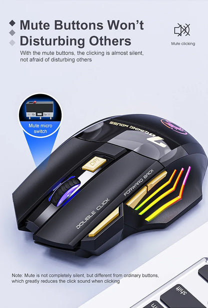 IMICE GW-X7 Wireless Gaming Mouse | 3200DPI, Dual Mode, Rechargeable, 7 Keys, Silent, Bluetooth, 7-Color LED
