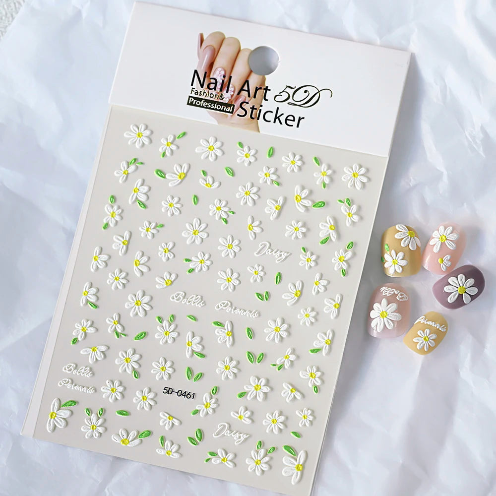 5D Macaron Nail Stickers - Embossed Flower, Fruit, Bear & Rabbit Charms for Summer DIY Manicure Decoration