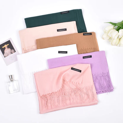 Leather Powder Solid Color Scarves for Men and Women - Autumn and Winter 120g Single Color Headband Shawl