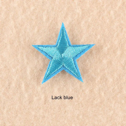 10Pcs Mini Star Embroidery Iron-On Patches – DIY Clothing Appliques Pentagram Stickers for Jackets, Jeans & Bags (Black, White, Gold)
