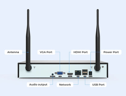 H.View 8CH 5MP Wireless WiFi Security Camera System — CCTV NVR Kit with Indoor/Outdoor Cameras & Two-Way Audio XMEye